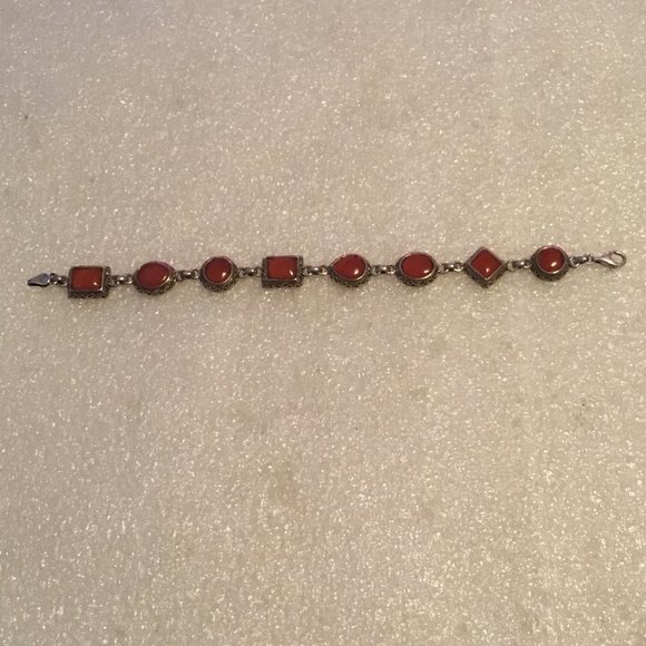 Gorgeous and vintage sterling silver carnelian stone bracelet - Picture 10 of 12